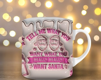 3D Funny Christmas Inflated Mug Wrap 11oz Mug Wrap 15oz Mug Wrap 3D Puffy Christmas Mug Wrap PNG Instant Digital Download Santa Mug Wrap
