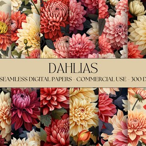 Dahlias Digital Paper Seamless Flower textures Instant Digital Download commercial use
