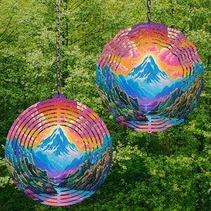 Rainbow Mountain Wind Spinner Wind Spinner Png Wind Spinner Sublimation Designs Wind Spinner Designs Round Hanging Spinner png 3 sizes