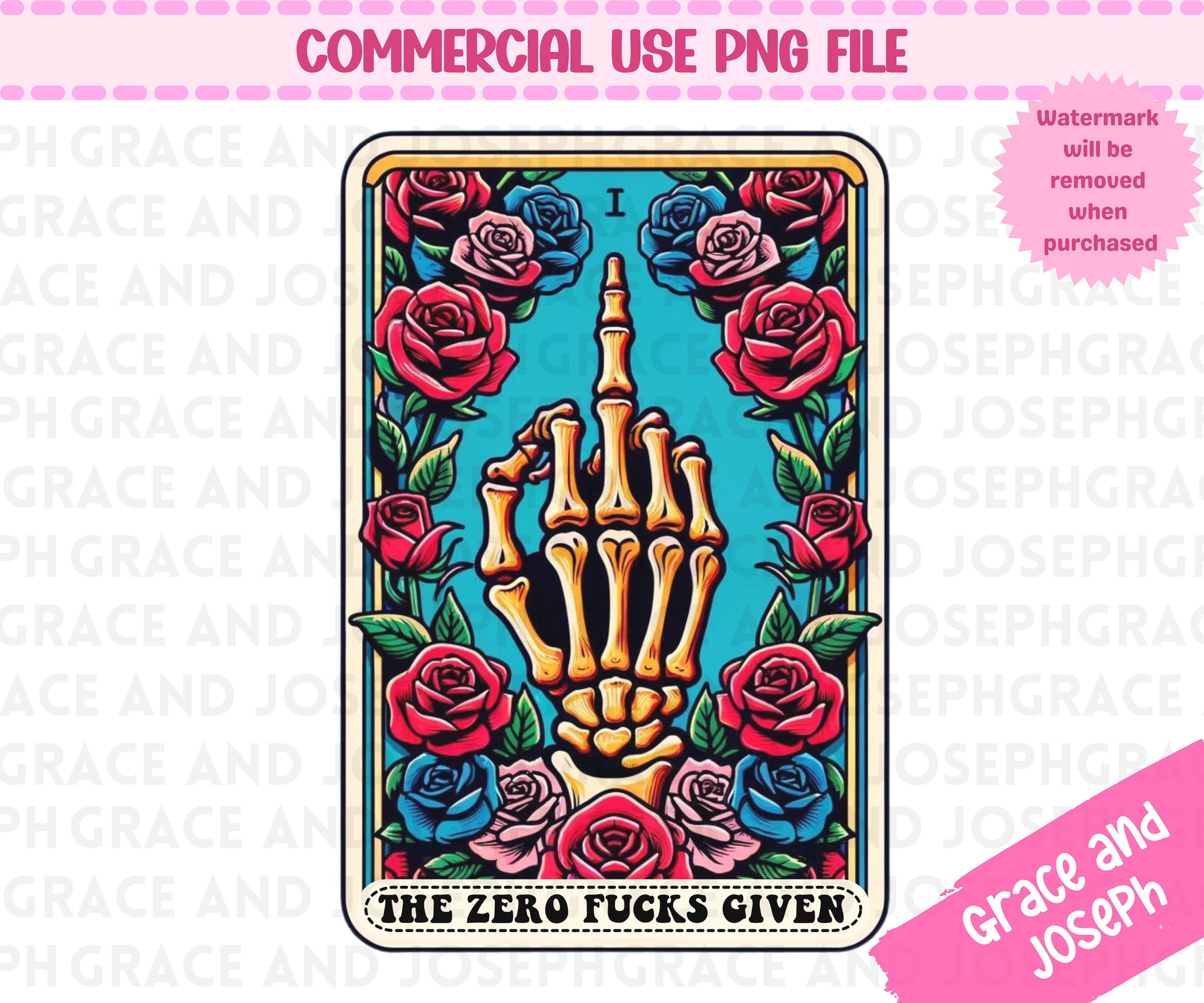 The Zero Fucks Given Tarot Card PNG Funny Tarot Card PNG Skeleton