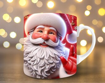 3Dサンタクリスマスマグラップ、膨らんだサンタマグラップ昇華デザイン