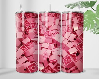 Pink Kids Building Blocks Tumbler Wrap 20oz Tumbler Wrap Design Template Straight PNG Kid's Toy Design Tumbler Cute Tumbler Wrap