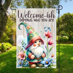 Drapeau de jardin drôle de nain en sublimation 12 x 18 drapeau nain drapeau de jardin bienvenue-ish dessins drapeau de cour Téléchargement numérique instantané PNG