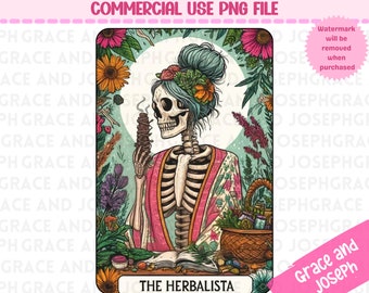 The Herbalista Tarot Card PNG Sage Funny Tarot Card PNG Skeleton Sublimation Design Tarot PNG Digital Download Tarot Card Shirt Herbs