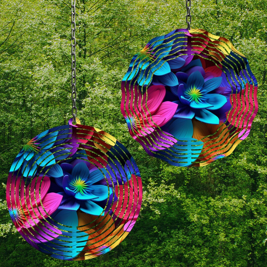 3D Flower Wind Spinner Rainbow Wind Spinner PNG Sublimation Design ...
