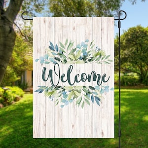 Garden Flag Sublimation Design 12x18 Eucalyptus Flag Welcome Garden Flag Designs Yard Flag Instant Digital Download PNG