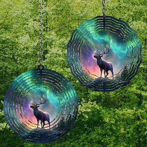 Elk Northern Lights Wind Spinner Wind Spinner Png Wind Spinner Sublimation Designs Wind Spinner Designs 8 in Wind Spinner Designs 3 sizes