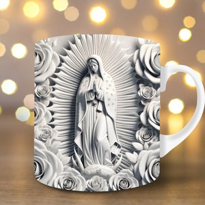 3D Virgen de Guadalupe Wrap 11oz Mug Wrap 15oz Mug Wrap Mug Sublimation Design 3d Mug Wrap Instant Digital Download PNG Christian Mug