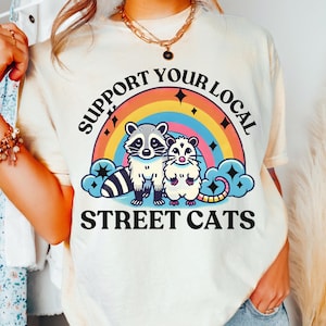 Apoie sua rua local Gatos Camisa PNG Gambá Guaxinim Camisa png Guaxinim png Camisa retrô png Camisa engraçada Gambá png Download digital SOMENTE