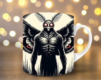 Mothman Becher Wrap 11oz Becher Wrap 15oz Becher Wrap Kaffeetasse PNG Sofortiger digitaler Download Kryptozoologie Becher Wrap Supernatural Becher Wrap