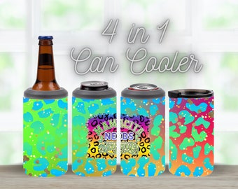 Funny 4in1 Can Cooler Sublimation Wrap Sublimation Can Holder PNG Sarcastic Design Cheetah Print