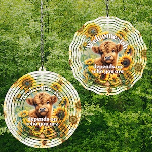 Welcomeish Wind Spinner Png Highland Cow Wind Spinner Designs Funny Wind Spinner Sublimation Designs Cow Wind Spinner Designs PNG ONLY