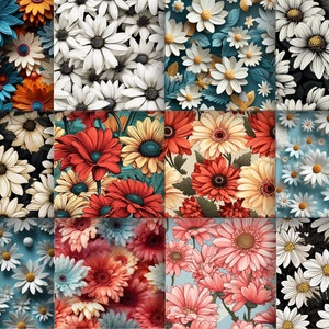 Daisy Digital Paper Seamless Daisy Flower Textures Instant Digital ...