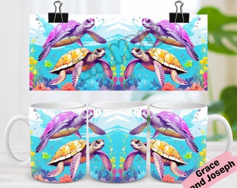 Sea Turtle Mug Wrap Stained Glass Mug Coffee Mug Wrap Mug Sublimation Turtle Mug png Ocean Mug Wrap 11oz Mug Wrap 15oz Mug Wrap