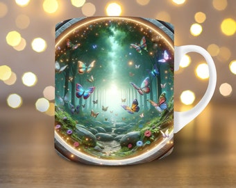 Butterfly Hole In A Wall Mug Wrap 11oz Mug Wrap 15oz Mug Wrap Mug Sublimation Design 3d Mug Wrap Crack in the Wall Mug PNG Butterfly Mug