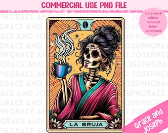 La Bruja Tarot Card PNG Funny Tarot Card PNG Skeleton Sublimation Design Mexicana Tarot PNG Digital Download Loteria png Mexican png