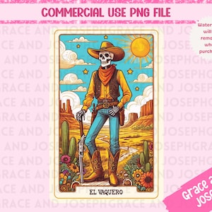 Karta Tarota El Vaquero PNG Zabawna Karta Tarota PNG Szkielet Sublimacja Projekt Meksykański Tarot PNG Cyfrowe Pobieranie Loteria png Meksykański png