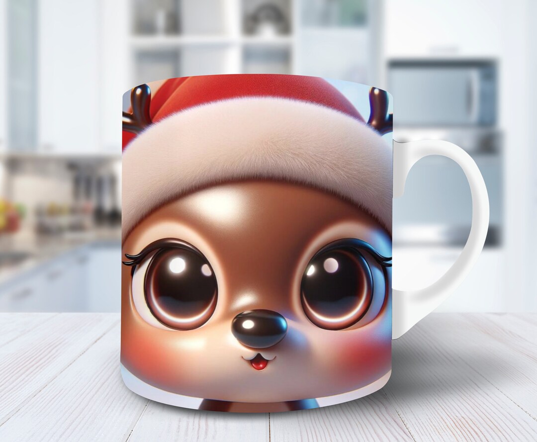 Christmas Deer Glossy Mug Wrap 11oz Mug 15oz Mug Design Digital ...