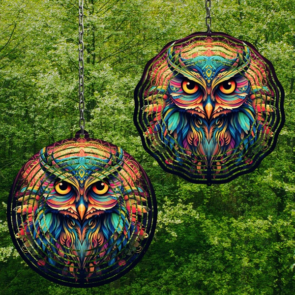 Rainbow Owl Wind Spinner Wind Spinner Png Wind Spinner Sublimation Designs Wind Spinner Designs 8 in Wind Spinner Designs 3 sizes