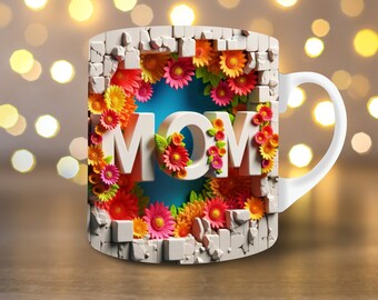 3D Mom Hole In A Wall Mug Wrap 11oz Mug Wrap 15oz Mug Wrap Mug Sublimation Design 3d Mug Wrap Instant Digital Download PNG Mothers Day Mug