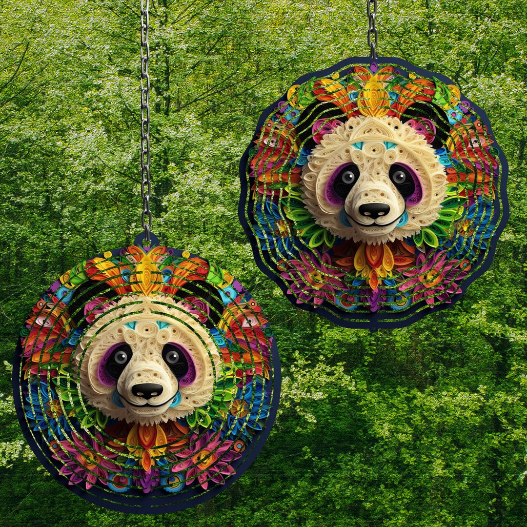3D Panda Mandala Wind Spinner Wind Spinner Png Wind Spinner Sublimation ...
