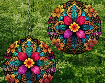 Flower Wind Spinner Wind Spinner Png Wind Spinner Sublimation Designs Wind Spinner Designs Stained Glass Sublimation Design