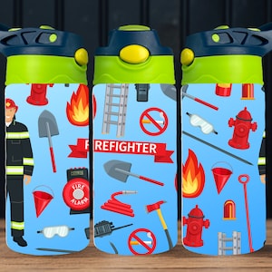 Firefighter Kids Tumbler Wrap 12 oz 12 oz Sippy Cup Kids Tumbler Wrap 12 oz Kids Tumbler Wrap Kids Tumbler Wrap Fire Truck Kids Tumbler Wrap