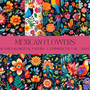 Mexikanische Blume Digitales Papier Nahtlose Florale Volkskunst Texturen Sofortiger digitaler Download kommerzielle Nutzung
