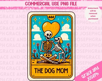 La tarjeta del tarot de la mamá del perro PNG Fur Mama png Tarjeta del tarot png Diseño de sublimación del esqueleto Tarot PNG Descarga digital SÓLO Camisa de la tarjeta del tarot png