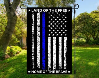 Back the Blue Garden Flag png Thin Blue Line Garden Flag Sublimation Design 12x18 Patriotic Flag Yard Flag Instant Digital Download PNG