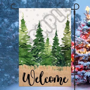 Winter Garden Flag Sublimation Design 12x18 Snowflakes Flag Welcome Garden Flag Designs Yard Flag Instant Digital Download PNG