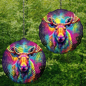 Rainbow Moose Wind Spinner Wind Spinner Png Wind Spinner Sublimation Designs Wind Spinner Designs 8 in Wind Spinner Designs 3 sizes