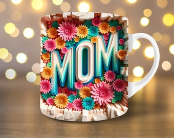 3D Mom Hole In A Wall Mug Wrap 11oz Mug Wrap 15oz Mug Wrap Mug Sublimation Design 3d Mug Wrap Instant Digital Download PNG Mothers Day Mug