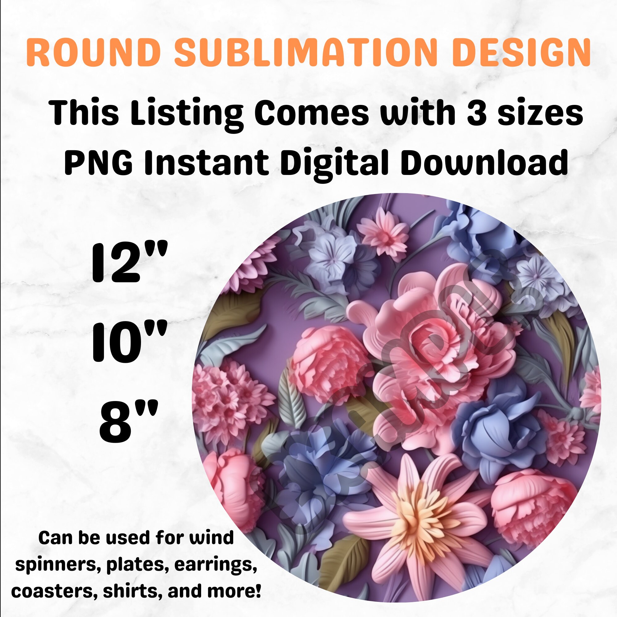 3D Flower Wind Spinner 3D Floral Wind Spinner PNG Sublimation Design ...
