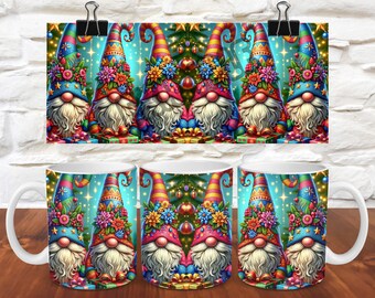 Gnomes Christmas Mug Wrap Gnomes Mug Wrap Sublimation Designs PNG 11oz Mug Wrap 15oz Mug Wrap Template Cute Christmas Mug Press Design