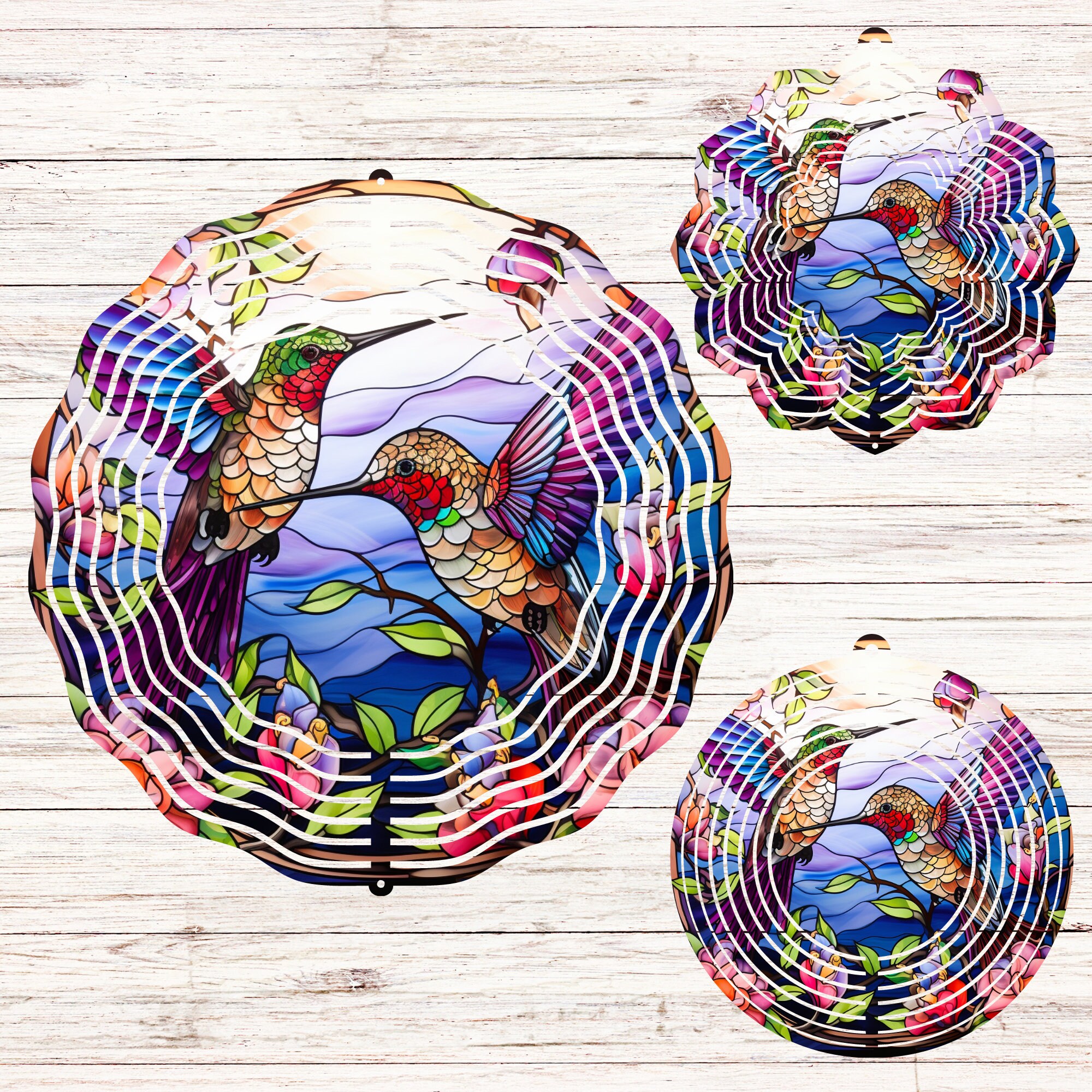 Hummingbird Wind Spinner Stained Glass Sublimation Design Template Wind ...