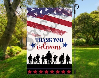 Veteran Garden Flag png America Garden Flag Sublimation Design 12x18 Patriotic Flag Yard Flag Instant Digital Download PNG