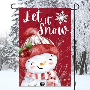 Let It Snow Garden Flag Sublimation Design Snowman Flag 12x18 Welcome Garden Flag Designs Yard Flag Instant Digital Download PNG