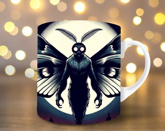 Mothman Becher Wrap 11oz Becher Wrap 15oz Becher Wrap Kaffeetasse PNG Sofortiger digitaler Download Kryptozoologie Becher Wrap Supernatural Becher Wrap