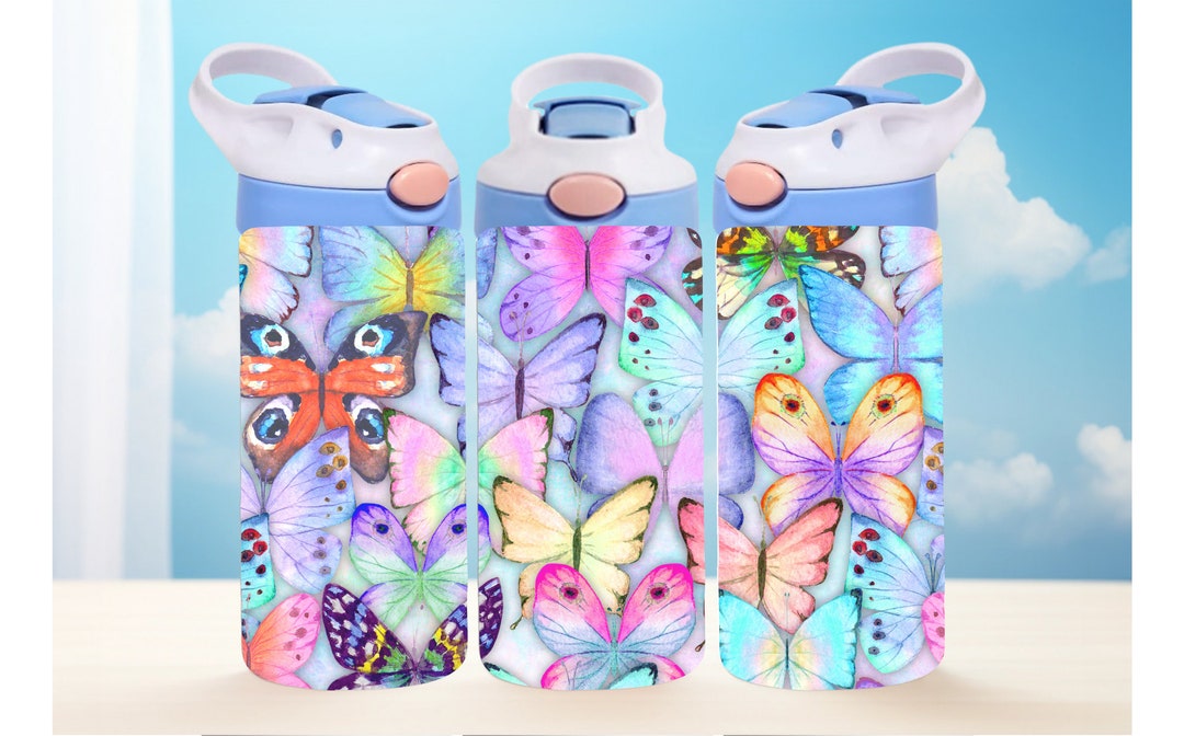 Butterfly Kids Tumbler Wrap 12 Oz Flip Top Sippy Cup Kids Tumbler Wrap ...