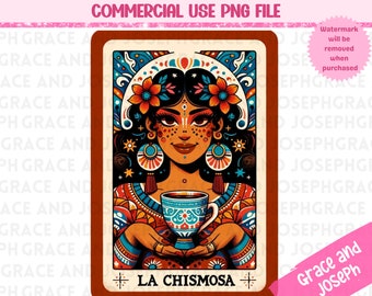 La Chismosa Tarot Card PNG Funny Tarot Card PNG Sublimation Design Mexicana Tarot PNG Instant Digital Download Loteria png Mexican png