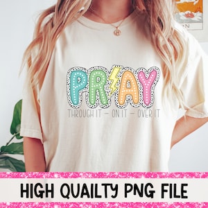 Ore Nele PNG Cristão PNG Camisas Cristãs Download Digital Png Doodle Brilhante Pontos Dálmatas Groovy Orando Mamãe png Design de camisa de mãe