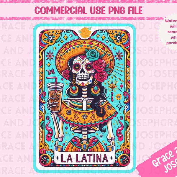 La Latina Tarot Card PNG Funny Tarot Card PNG Skeleton Sublimation Design Mexicana Tarot PNG Digital Download Loteria png Mexican png