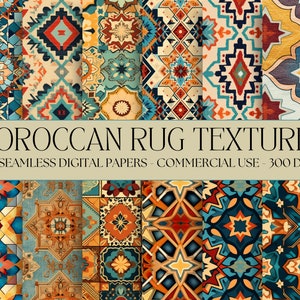 Marokkaanse Rug Digital Paper Naadloze Arabesque texturen Instant Digitale Download commercieel gebruik