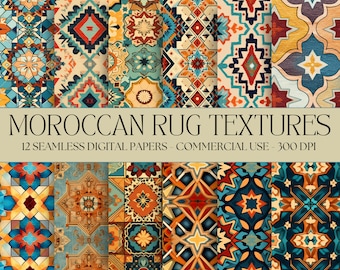 Alfombra Marroquí Papel Digital Sin Costuras Arabesco texturas Descarga Digital Instantánea uso comercial