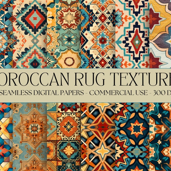 Moroccan Rug Digital Paper Seamless Arabesque textures Instant Digital Download commercial use