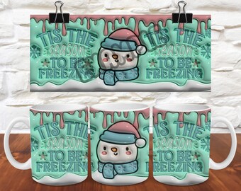 3D Funny Christmas Inflated Mug Wrap 11oz Mug Wrap 15oz Mug Wrap 3D Puffy North Pole Christmas Mug Wrap PNG Instant Digital Download
