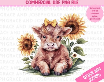 Sunflower Highland Cow png Sunflowers png Highland Cow Clipart Heifer Cow png Western Cow png Shirt Sublimation Design Sunflower Shirt Png