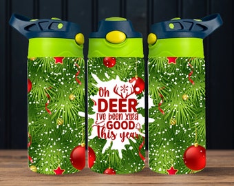Navidad 12oz Niños Flip Top Sippy Cup Tumbler Wrap 12oz Vaso recto Sublimación PNG Kids Tumbler Design Funny Kids Tumbler Wrap