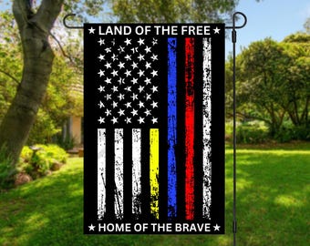 Land of the Free PNG Back the Blue Garden Flag png 12x18 Thin Blue Line Garden Flag Sublimation Design Patriotic Flag Yard Flag png